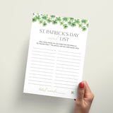 St Patty's Day Word List Printable