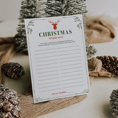 Christmas Word List Sheet Printable