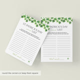 St Patty's Day Word List Printable