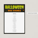 Halloween Word Scramble Printable Game Monster Theme