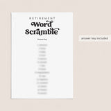 Office Retirement Party Game Printable Word Scramble with Answer Key