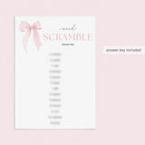 Coquette Birthday Party Game Word Scramble Printable