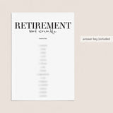 Retirement Word Scramble with Answers Printable