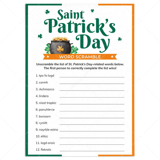 St. Patrick's Day Word Scramble Answers Included by LittleSizzle