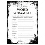 Black and White Halloween Word Scramble Game Printable Distressed by LittleSizzle