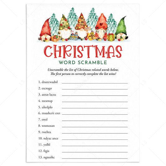 Printable Christmas Word Scramble with Answer Key by LittleSizzle