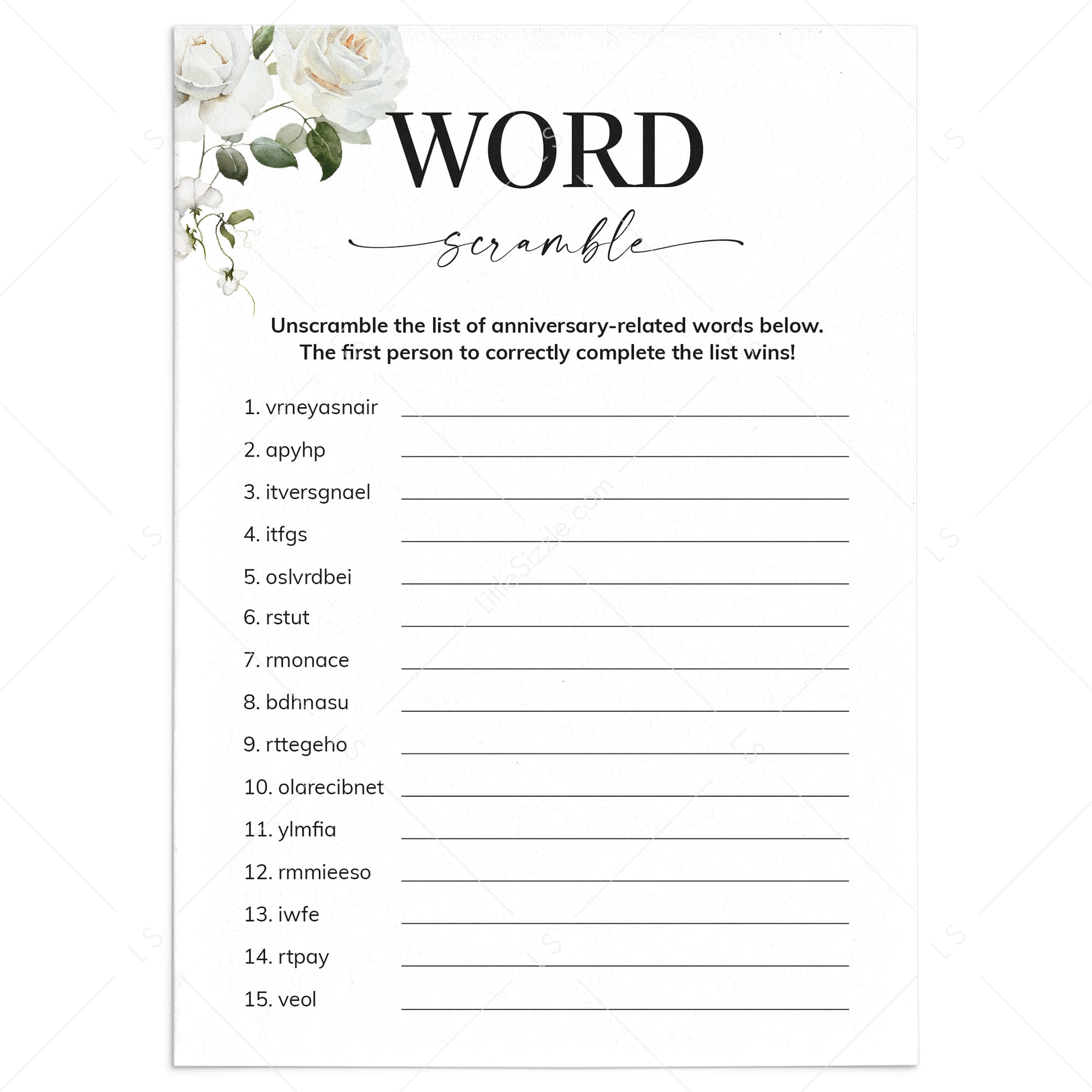 Anniversary Party Word Scramble Answers Included by LittleSizzle