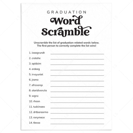 Graduation Word Scramble Answers PDF Included by LittleSizzle