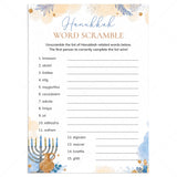 Hanukkah Word Scramble with Answer Key Printable by LittleSizzle