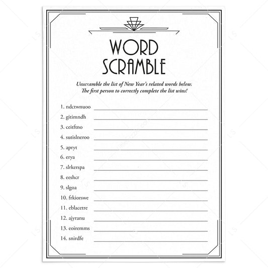 New Years Eve Speakeasy Party Game Word Scramble by LittleSizzle