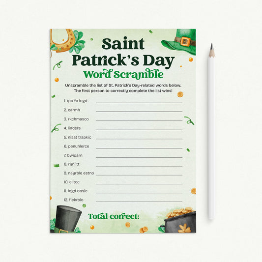 Saint Patricks Day Game Word Scramble with Answers PDF by LittleSizzle