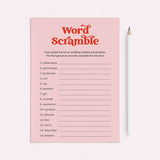 Red Pink Bridal Shower Word Scramble Answers Included Printable by LittleSizzle