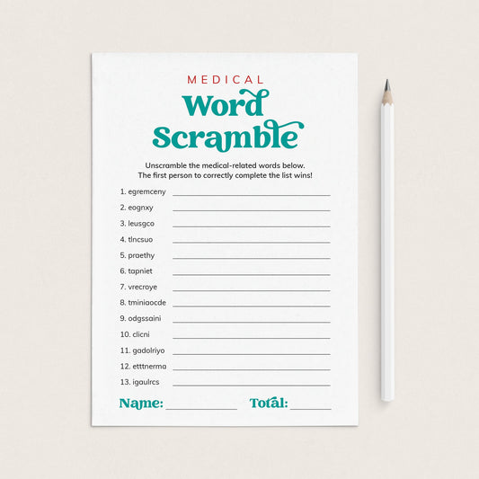 Medical Game Word Scramble with Answer Key Printable by LittleSizzle