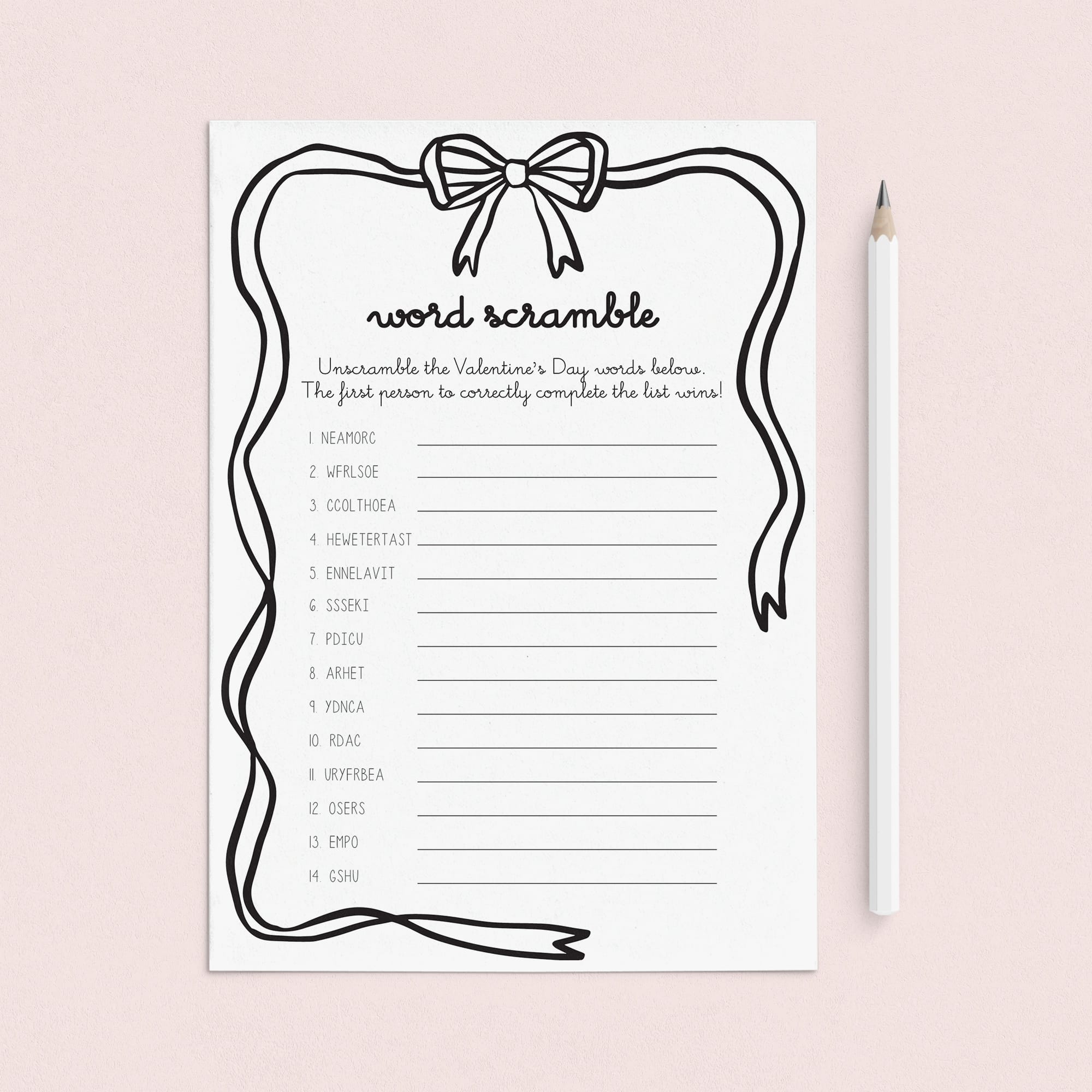 Valentine's Day Word Scramble Game Digital Download by LittleSizzle