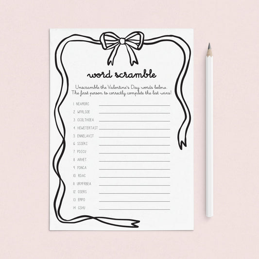 Valentine's Day Word Scramble Game Digital Download by LittleSizzle