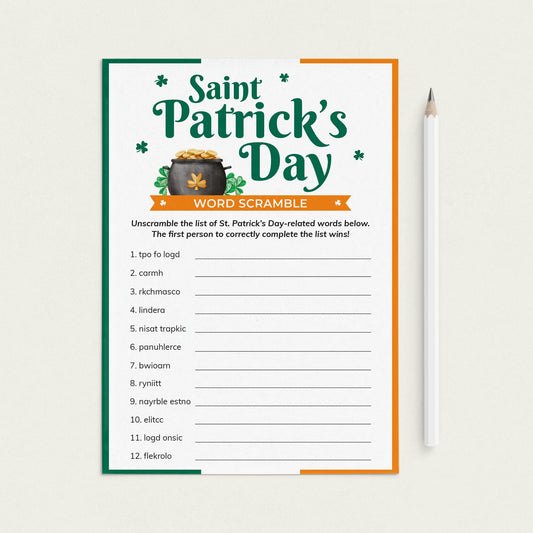 St. Patrick's Day Word Scramble Answers Included by LittleSizzle