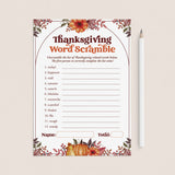 Thanksgiving Word Scramble Answers Included | Instant Download by LittleSizzle