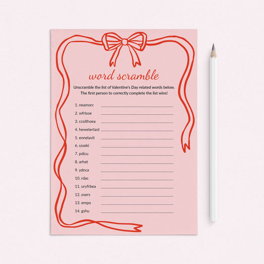 Valentine's Day Word Scramble with Answers Printable PDF by LittleSizzle