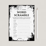 Black and White Halloween Word Scramble Game Printable Distressed by LittleSizzle