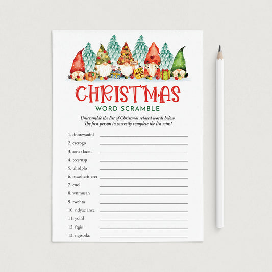 Printable Christmas Word Scramble with Answer Key by LittleSizzle