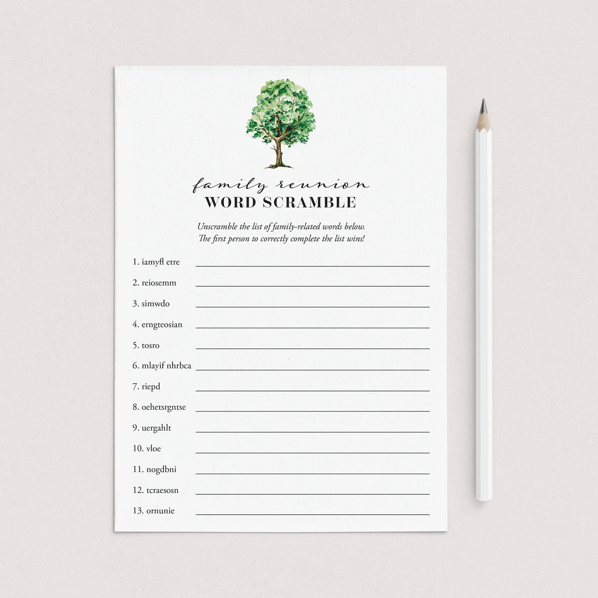 Family Reunion Word Scramble with Answer Key Instant Download by LittleSizzle