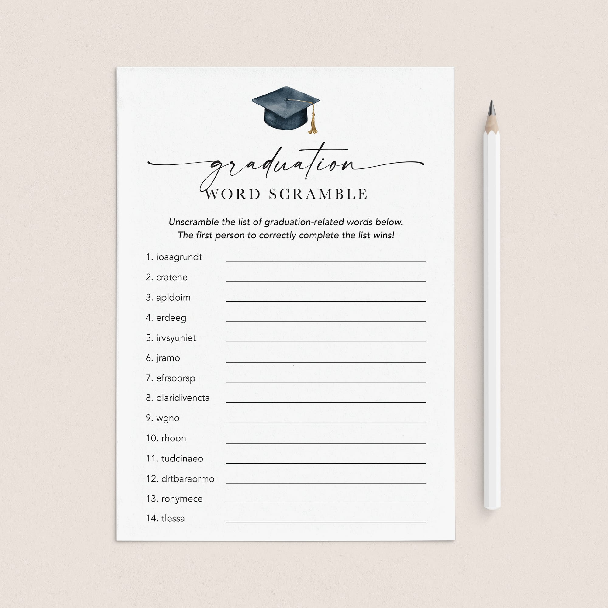 Printable Word Scramble Game for Graduation Table Decor by LittleSizzle