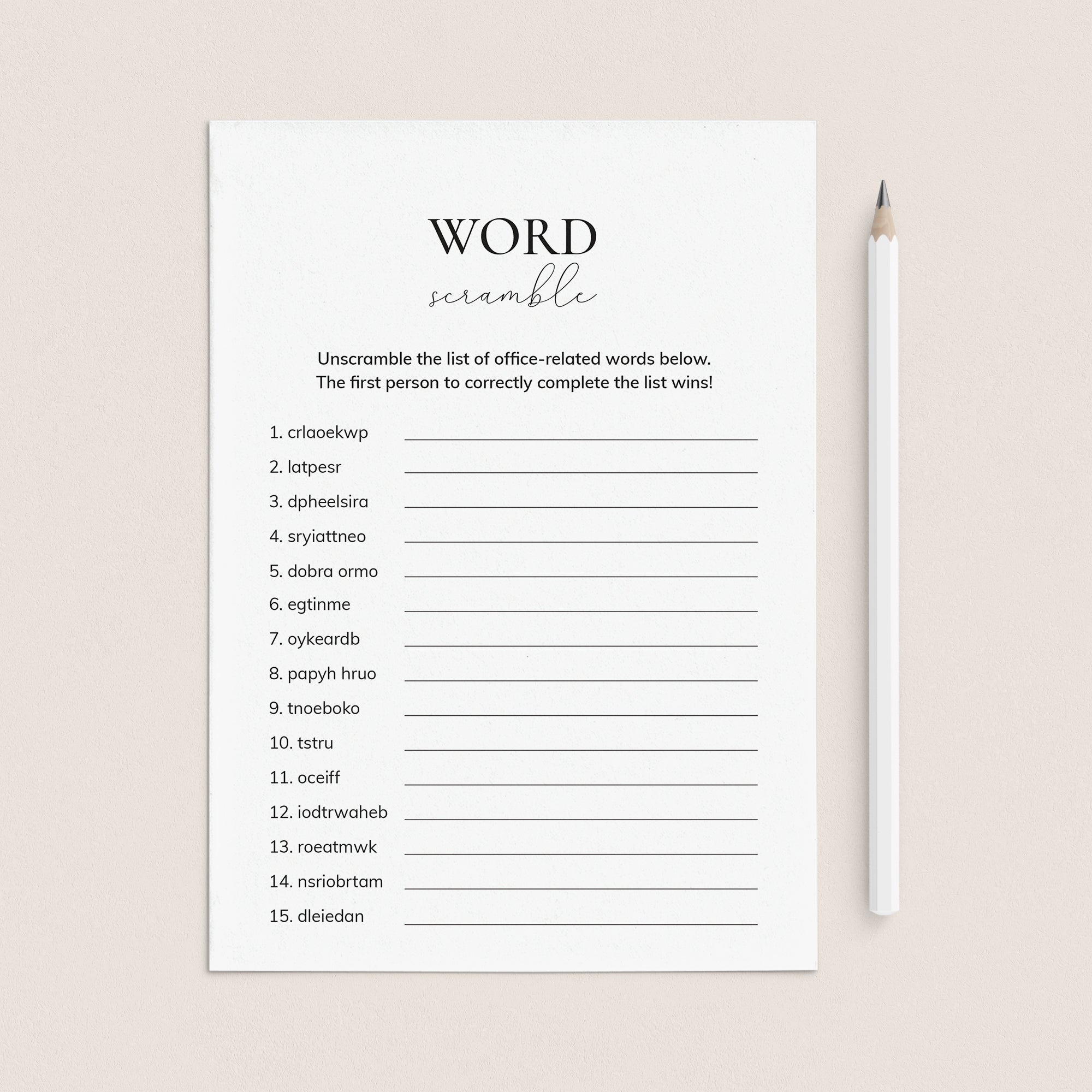 Printable Office Word Scramble Game With Answers by LittleSizzle