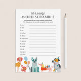 Dog Party Game Word Scramble with Answer Key by LittleSizzle