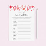 Valentines Day Word Scramble Printable Game with Answers by LittleSizzle