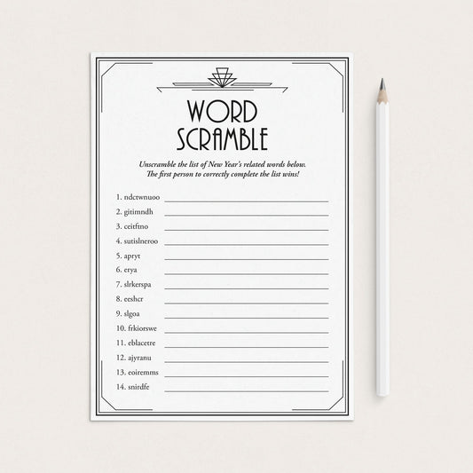 New Years Eve Speakeasy Party Game Word Scramble by LittleSizzle