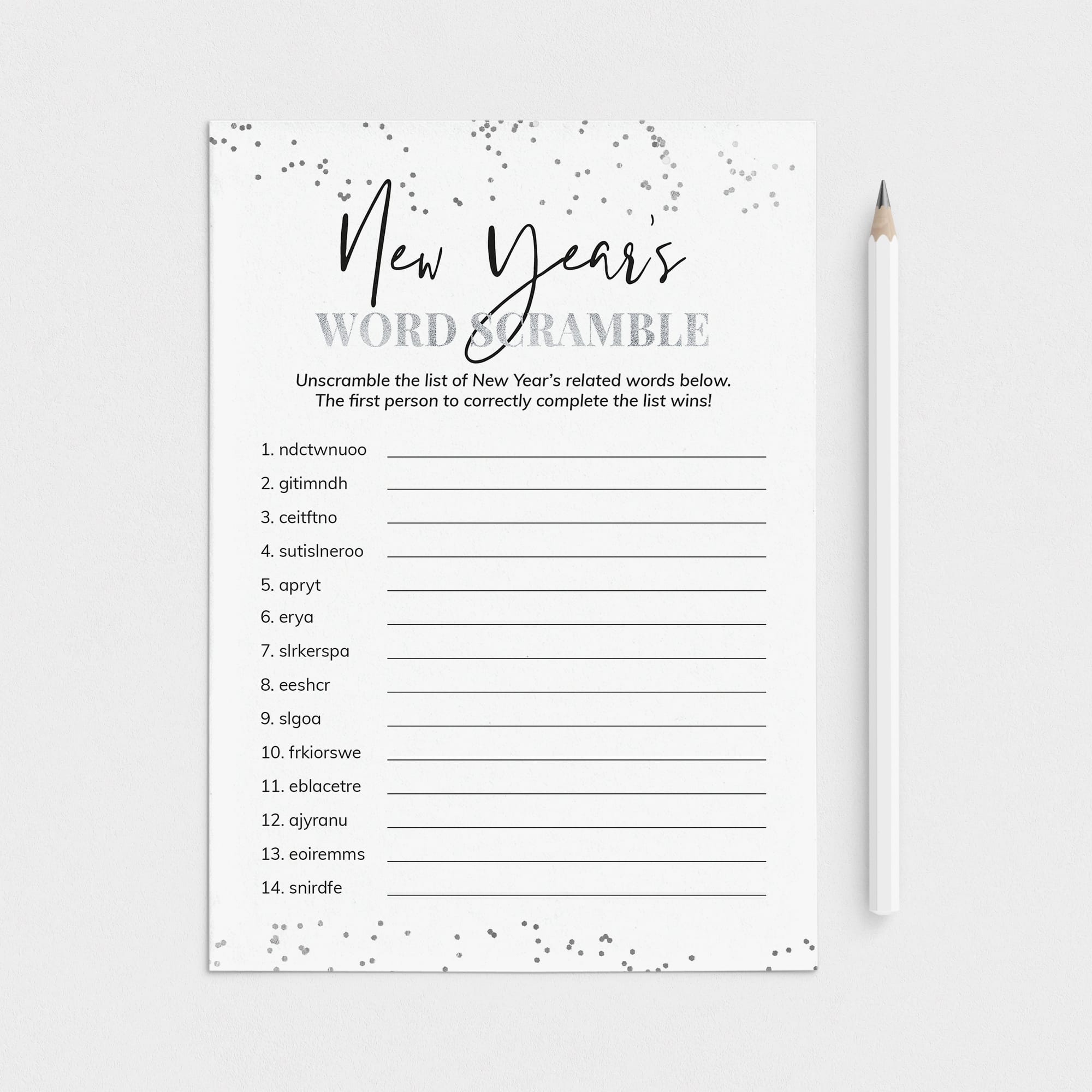 New Year's Word Scramble with Answer Key Printable by LittleSizzle