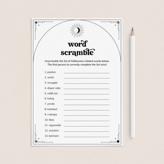 Printable Halloween Word Scramble with Answers Digital Download by LittleSizzle