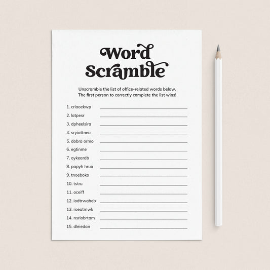 Word Scramble Game for Work | Answers Included | Printable by LittleSizzle