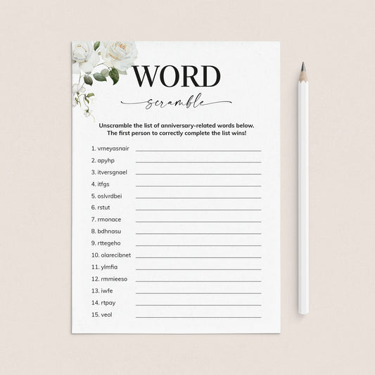 Anniversary Party Word Scramble Answers Included by LittleSizzle