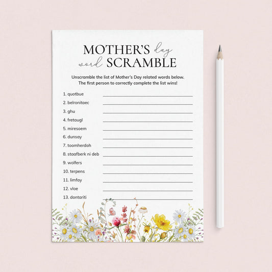 Mother's Day Word Scramble with Answers Printable by LittleSizzle