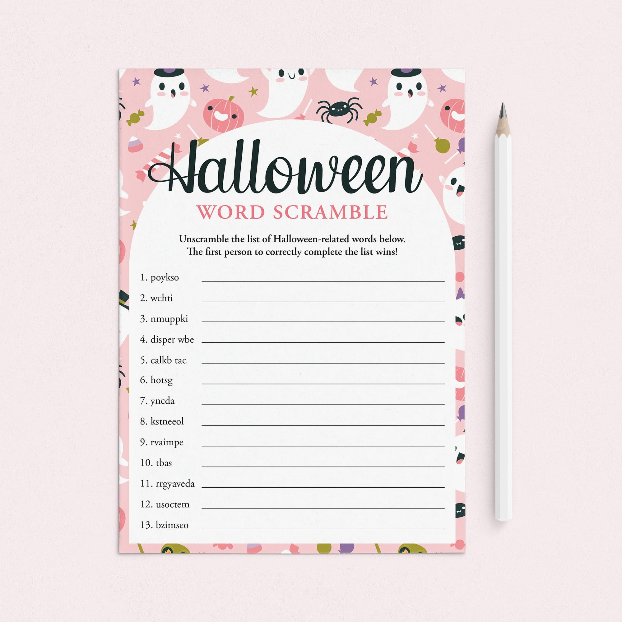 Teen Girl Halloween Party Game Word Scramble Printable by LittleSizzle