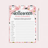 Teen Girl Halloween Party Game Word Scramble Printable by LittleSizzle