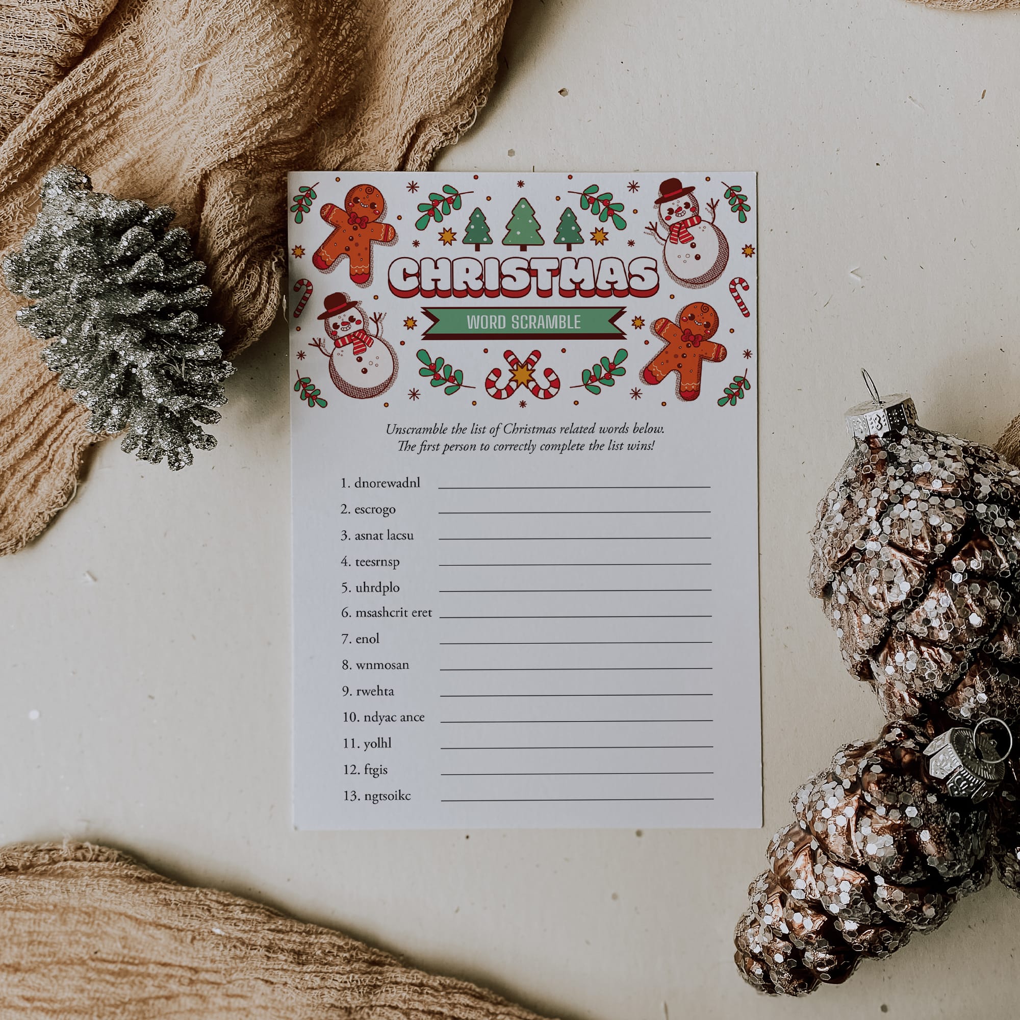 Unscramble Christmas Words Game With Answers Printable LittleSizzle Unscramble Christmas Words Game With Answers Printable LittleSizzle