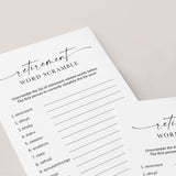 Printable Retirement Word Scramble with Answers