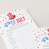 4th of July Word Scramble with Answers Printable