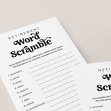 Office Retirement Party Game Printable Word Scramble with Answer Key
