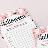 Teen Girl Halloween Party Game Word Scramble Printable