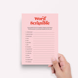 Red Pink Bridal Shower Word Scramble Answers Included Printable