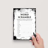 Black and White Halloween Word Scramble Game Printable Distressed