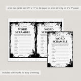 Black and White Halloween Word Scramble Game Printable Distressed