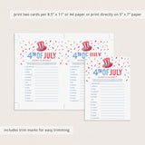 4th of July Party Games Bundle Printable