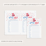 4th of July Word Scramble with Answers Printable