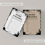 Black and White Halloween Word Scramble Game Printable Distressed