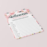 Teen Girl Halloween Party Game Word Scramble Printable