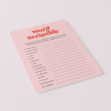Red Pink Bridal Shower Word Scramble Answers Included Printable